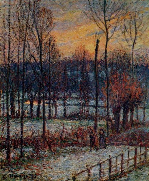 The Effect Of Snow, Sunset, Eragny by Camille Pissarro Oil Painting Reproductions