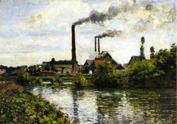 The Factory At Pontoise by Camille Pissarro