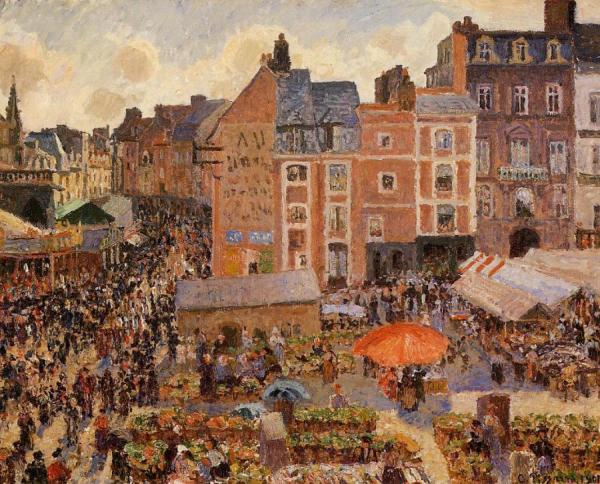 The Fair, Dieppe: Sunny Afternoon by Camille Pissarro