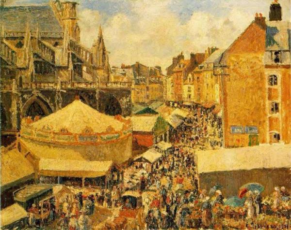 The Fair In Dieppe: Sunny Morning by Camille Pissarro
