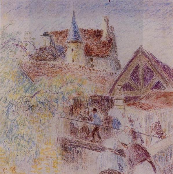 The Farm, Osny by Camille Pissarro