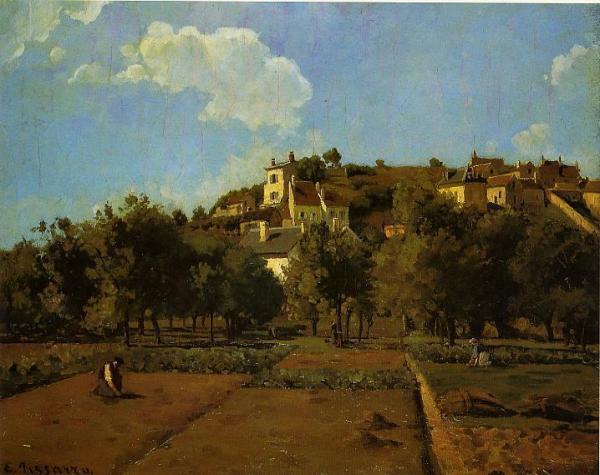 The Gardens Of L'hermitage, Pontoise by Camille Pissarro