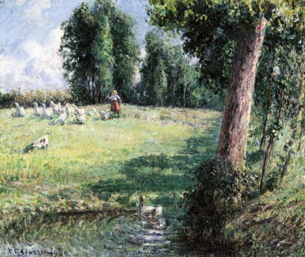 The Goose Girl by Camille Pissarro Oil Painting Reproductions