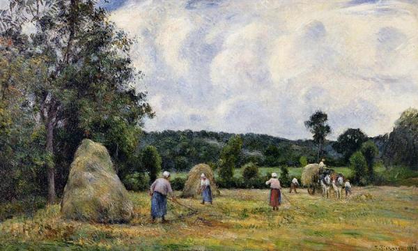 The Harvest At Montfoucault by Camille Pissarro