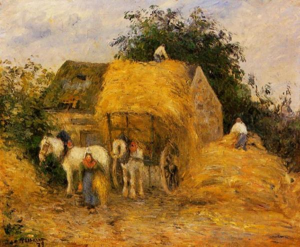 The Hay Wagon, Montfoucault by Camille Pissarro