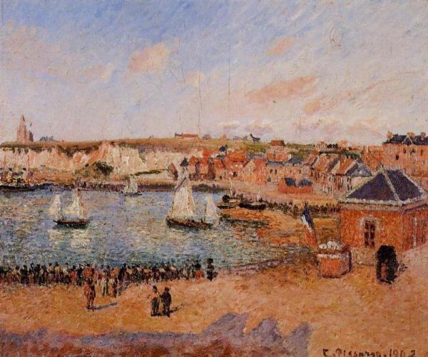 The Inner Harbor, Dieppe: Afternoon, Sun, Low Tide by Camille Pissarro Oil Painting Reproductions