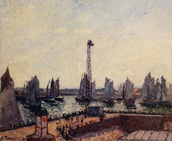 The Inner Port And Pilots Jetty, Le Havre by Camille Pissarro