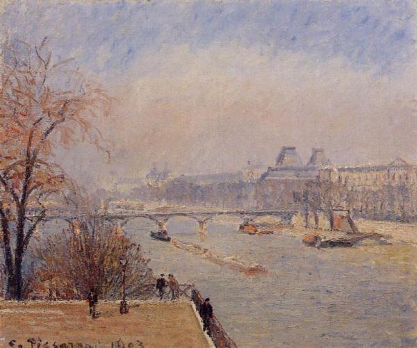 The Louvre - March Mist by Camille Pissarro Oil Painting Reproductions