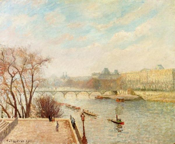 The Louvre, Winter Sunlight, Morning, 2nd Version by Camille Pissarro
