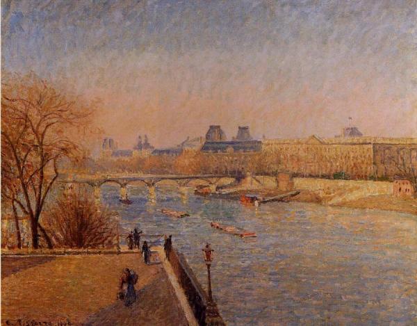 The Louvre: Winter Sunshine, Morning by Camille Pissarro