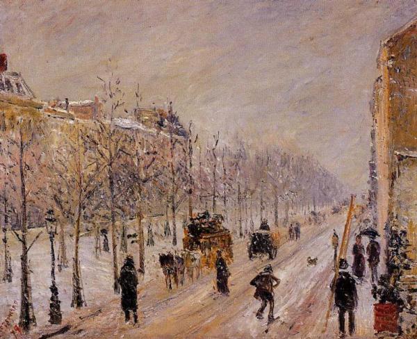 The Outer Boulevards, Snow Effect by Camille Pissarro