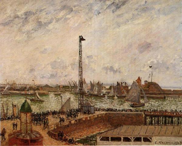 The Pilot's Jetty, Le Havre, Morning, Grey Weather, Misty by Camille Pissarro Oil Painting Reproductions