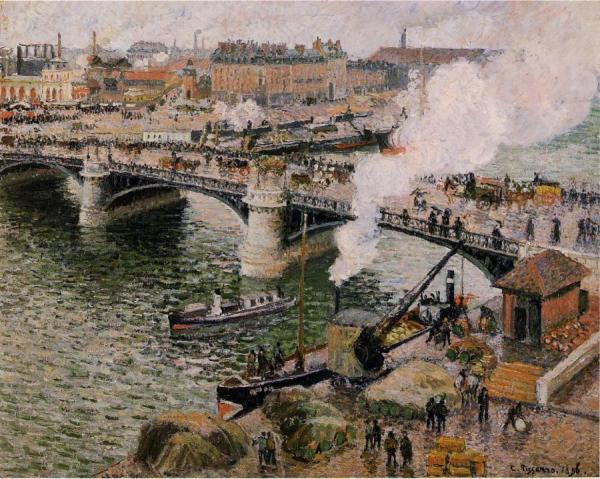 The Pont Boieldieu, Rouen: Damp Weather by Camille Pissarro