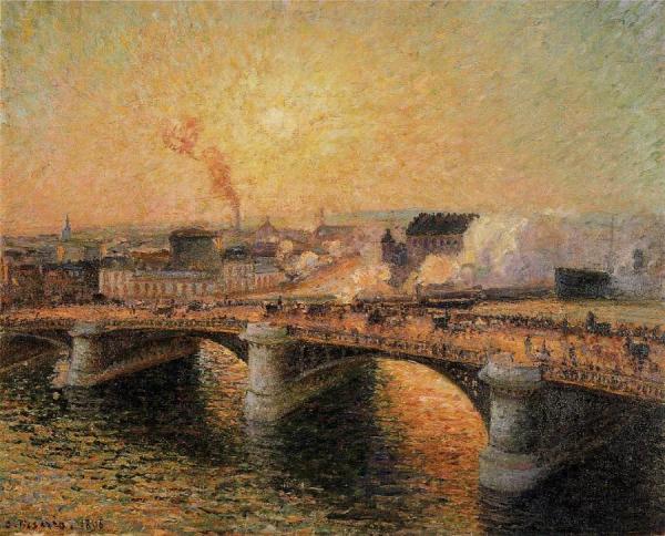 The Pont Boieldieu, Rouen: Sunset by Camille Pissarro