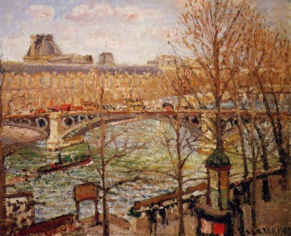 The Pont Du Carrousel, Afternoon by Camille Pissarro