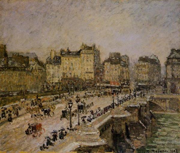 The Pont-neuf: Snow by Camille Pissarro