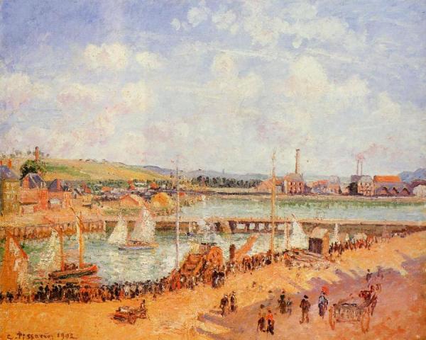 The Port Of Dieppe, The Dunquesne And Berrigny Basins: High Tide, Sunny Afternoon by Camille Pissarro Oil Painting Reproductions