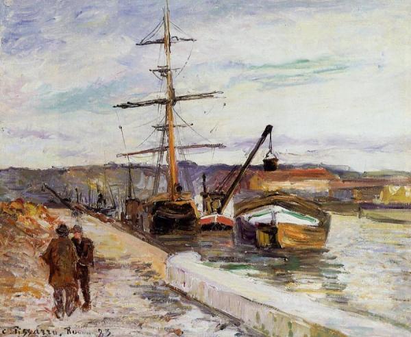 The Port Of Rouen by Camille Pissarro Oil Painting Reproductions