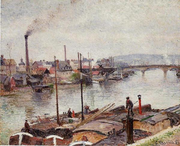 The Port Of Rouen by Camille Pissarro Oil Painting Reproductions
