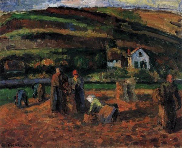 The Potato Harvest by Camille Pissarro