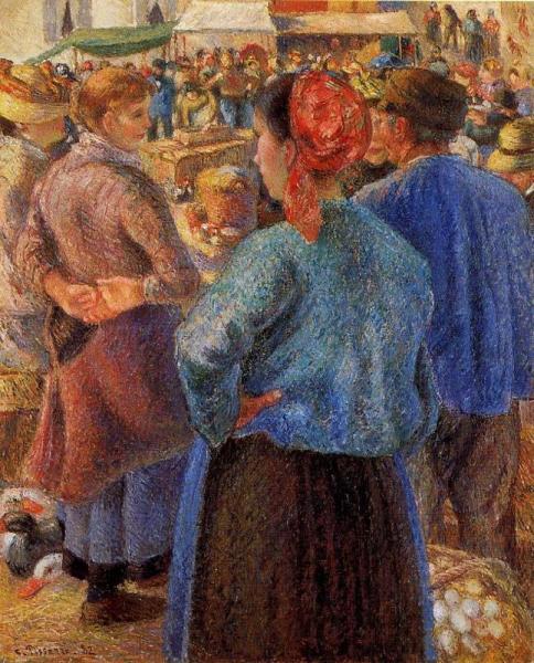 The Poultry Market At Pontoise by Camille Pissarro