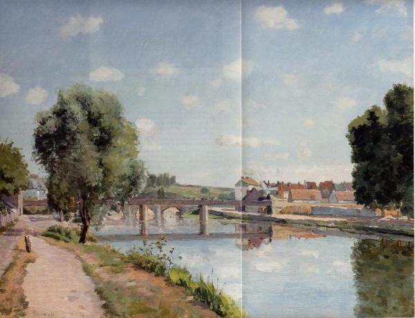 The Railroad Bridge At Pontoise by Camille Pissarro
