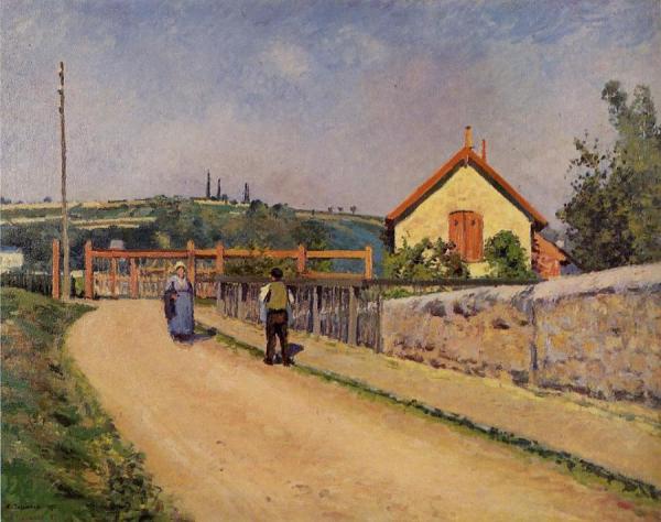 The Railroad Crossing At Les Patis by Camille Pissarro Oil Painting Reproductions