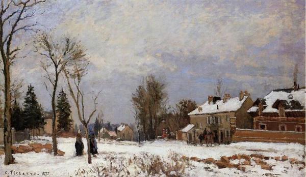 The Road From Versailles To Saint-germain, Louveciennes. Snow Effect by Camille Pissarro