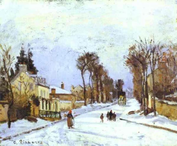 The Road To Versailles At Louveciennes by Camille Pissarro