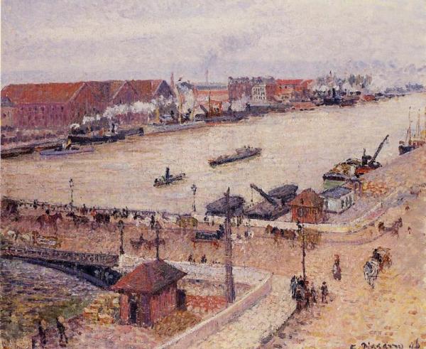 The Seine In Flood, Rouen by Camille Pissarro