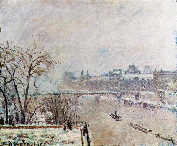 The Seine Viewed From The Pont-neuf, Winter by Camille Pissarro