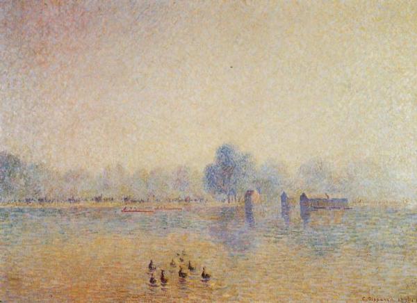 The Serpentine, Hyde Park, Fog Effect by Camille Pissarro