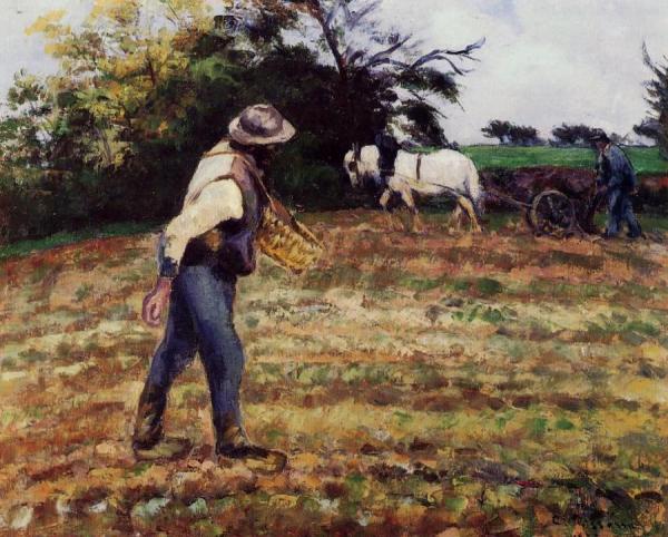 The Sower At Montfoucault by Camille Pissarro