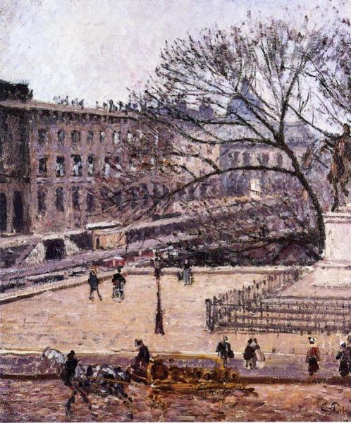The Treasury And The Academy, Gray Weather by Camille Pissarro