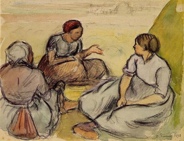 Three Peasant Women by Camille Pissarro Oil Painting Reproductions