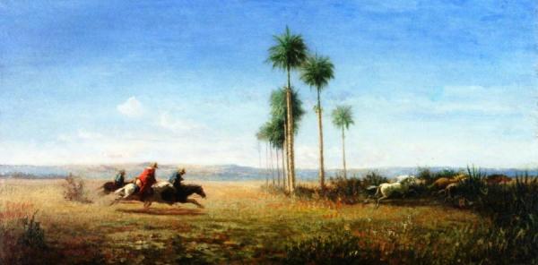 Three Riders And Horses Galloping On A Plain (venezuela) by Camille Pissarro Oil Painting Reproductions