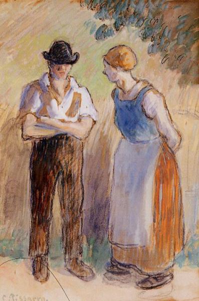 Two Peasants by Camille Pissarro