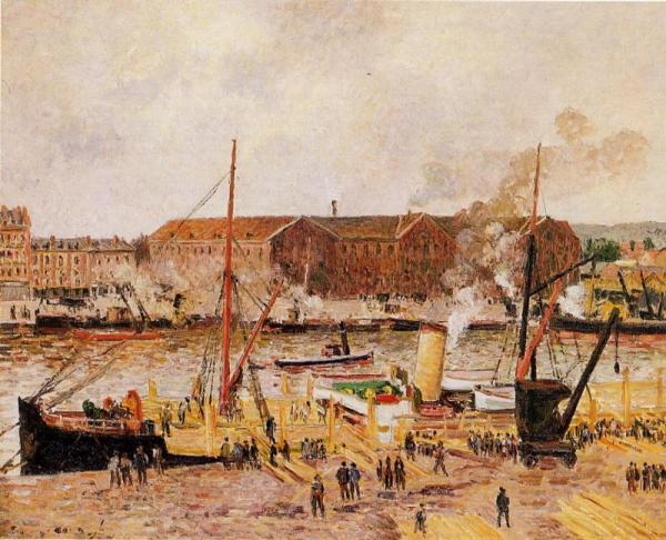 Unloading Wood At Rouen by Camille Pissarro