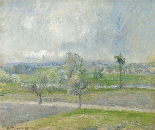 Valhermeil Near Oise - Rain Effect by Camille Pissarro