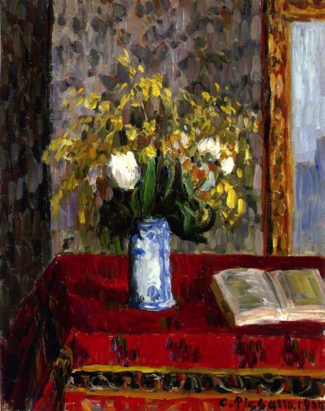 Vase Of Flowers, Tulips And Garnets by Camille Pissarro