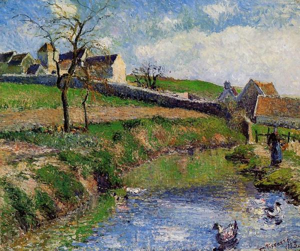 View Of A Farm In Osny by Camille Pissarro