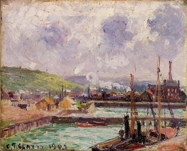 View Of Duquesne And Berrigny Basins In Dieppe by Camille Pissarro