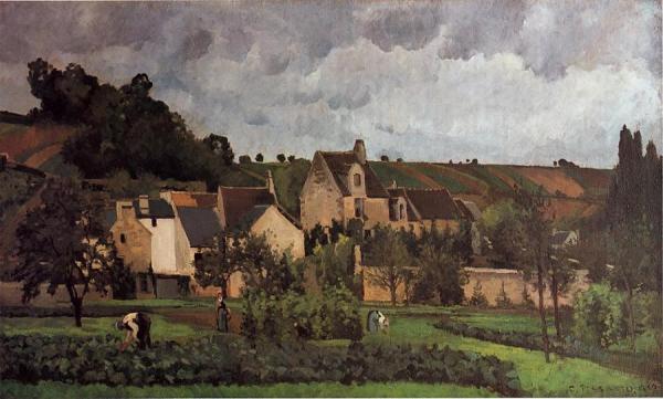 View Of L'heritage At Pontoise by Camille Pissarro