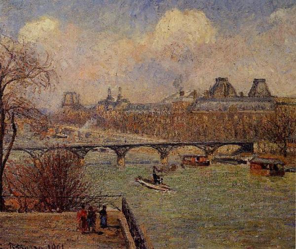 View Of The Seine From The Raised Terrace Of The Pont-neuf by Camille Pissarro Oil Painting Reproductions