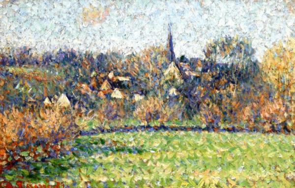 View Of The Village Of Bazincourt by Camille Pissarro