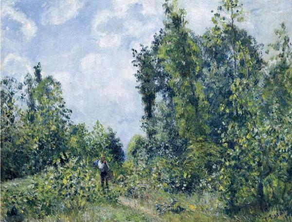 Wanderer Near The Wood by Camille Pissarro