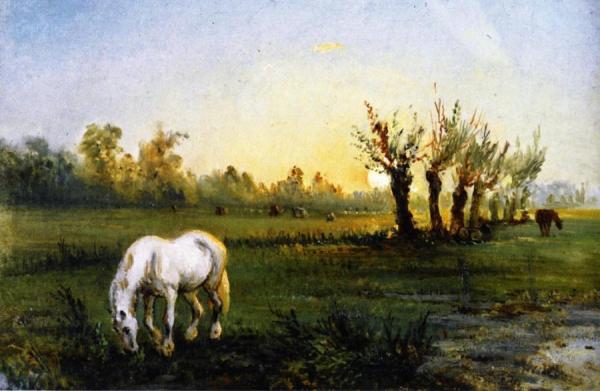 White Horse In A Meadow by Camille Pissarro
