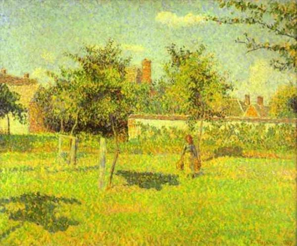 Woman In An Orchard, Spring Sunshine In A Field, Eragny by Camille Pissarro Oil Painting Reproductions