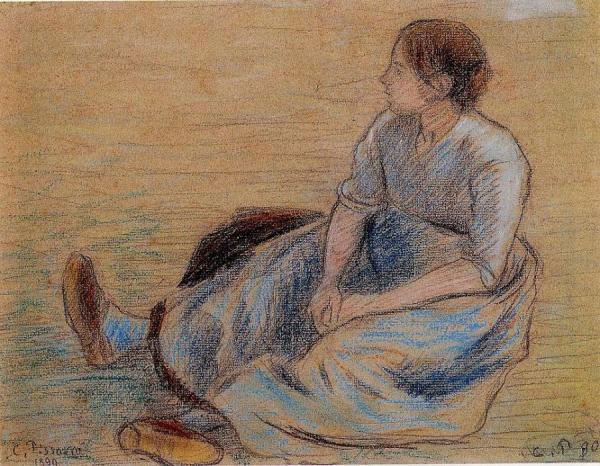 Woman Sitting On The Floor by Camille Pissarro