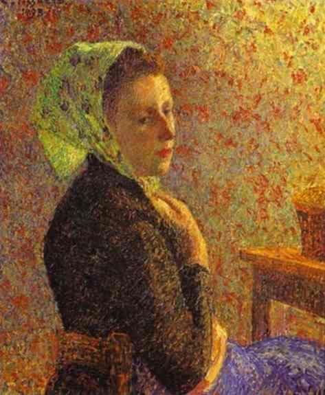 Woman With A Green Scarf by Camille Pissarro